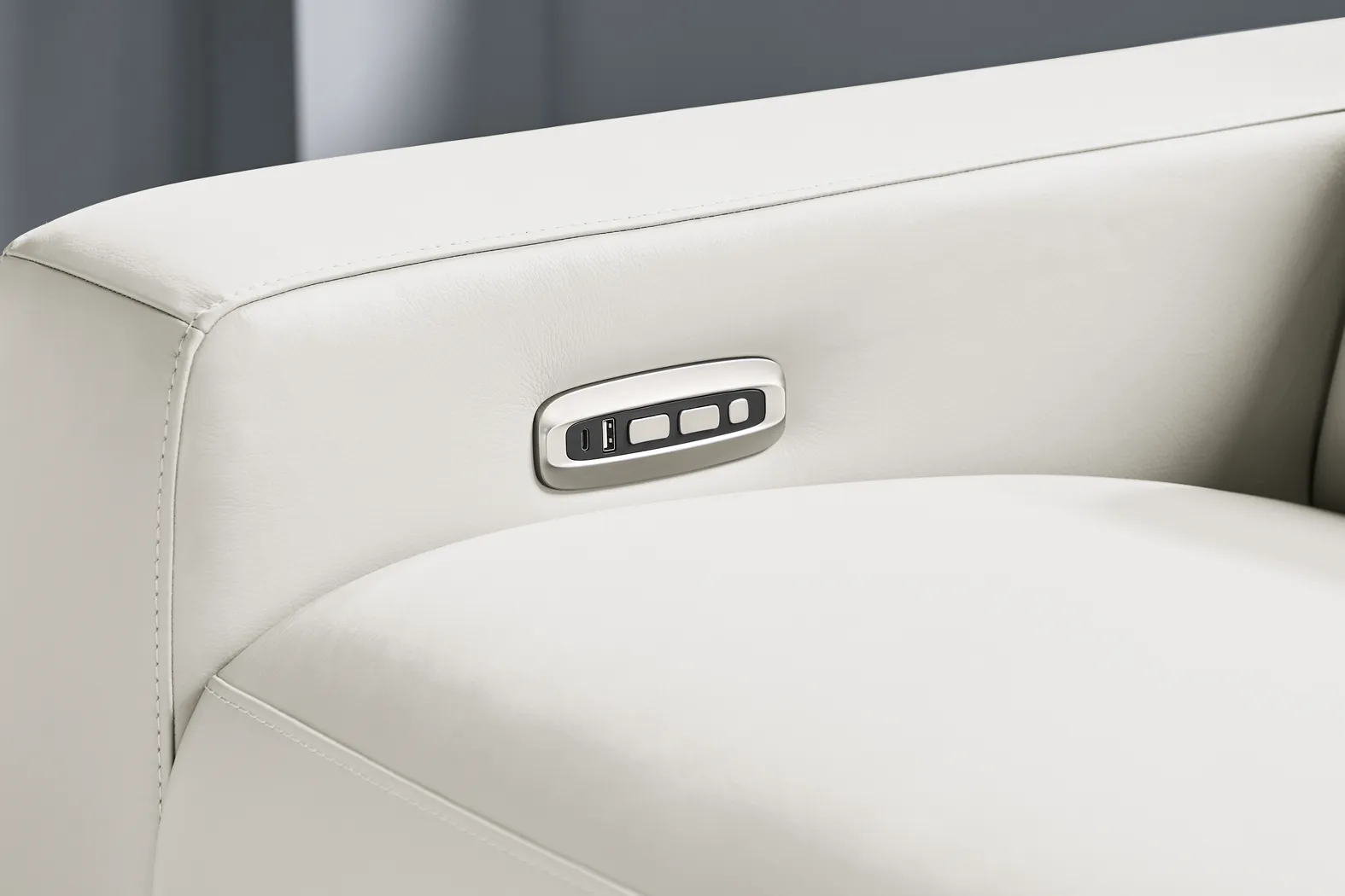 Amalfi White Leather Dual Power Reclining Loveseat - Thumbnail - Image 4