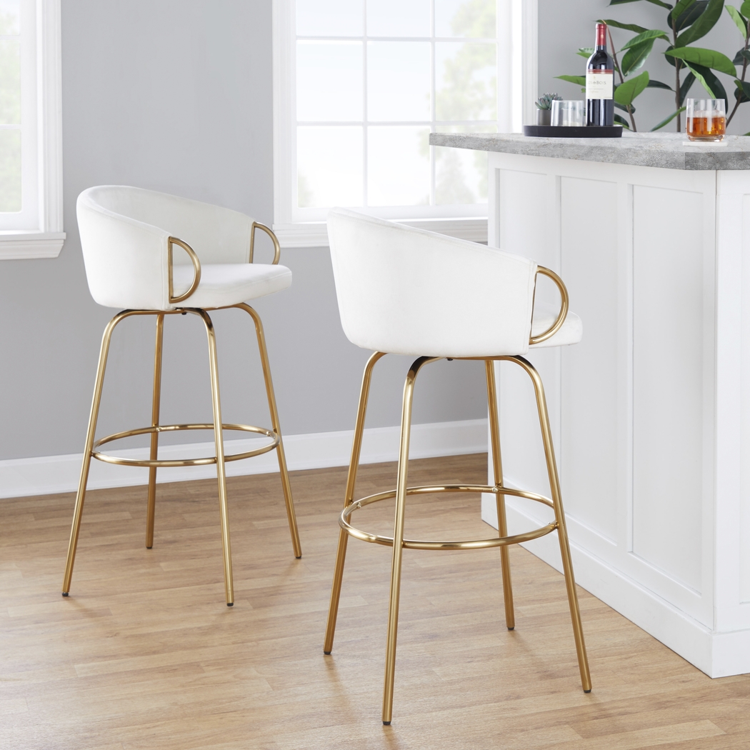 Amarante Cream Swivel Barstool, Set of 2 - Thumbnail - Image 3