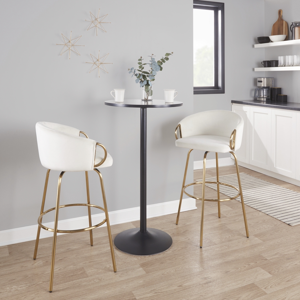 Amarante Cream Swivel Barstool, Set of 2 - Thumbnail - Image 5