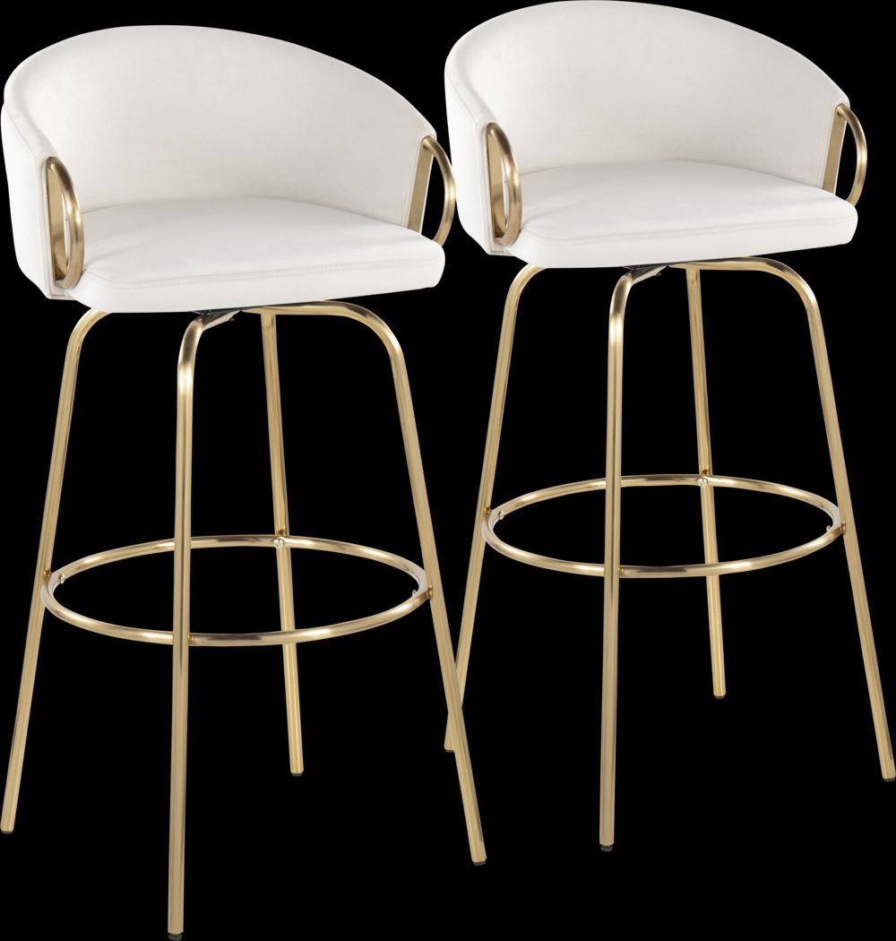 Amarante Cream Swivel Barstool, Set of 2 - Thumbnail - Image 1