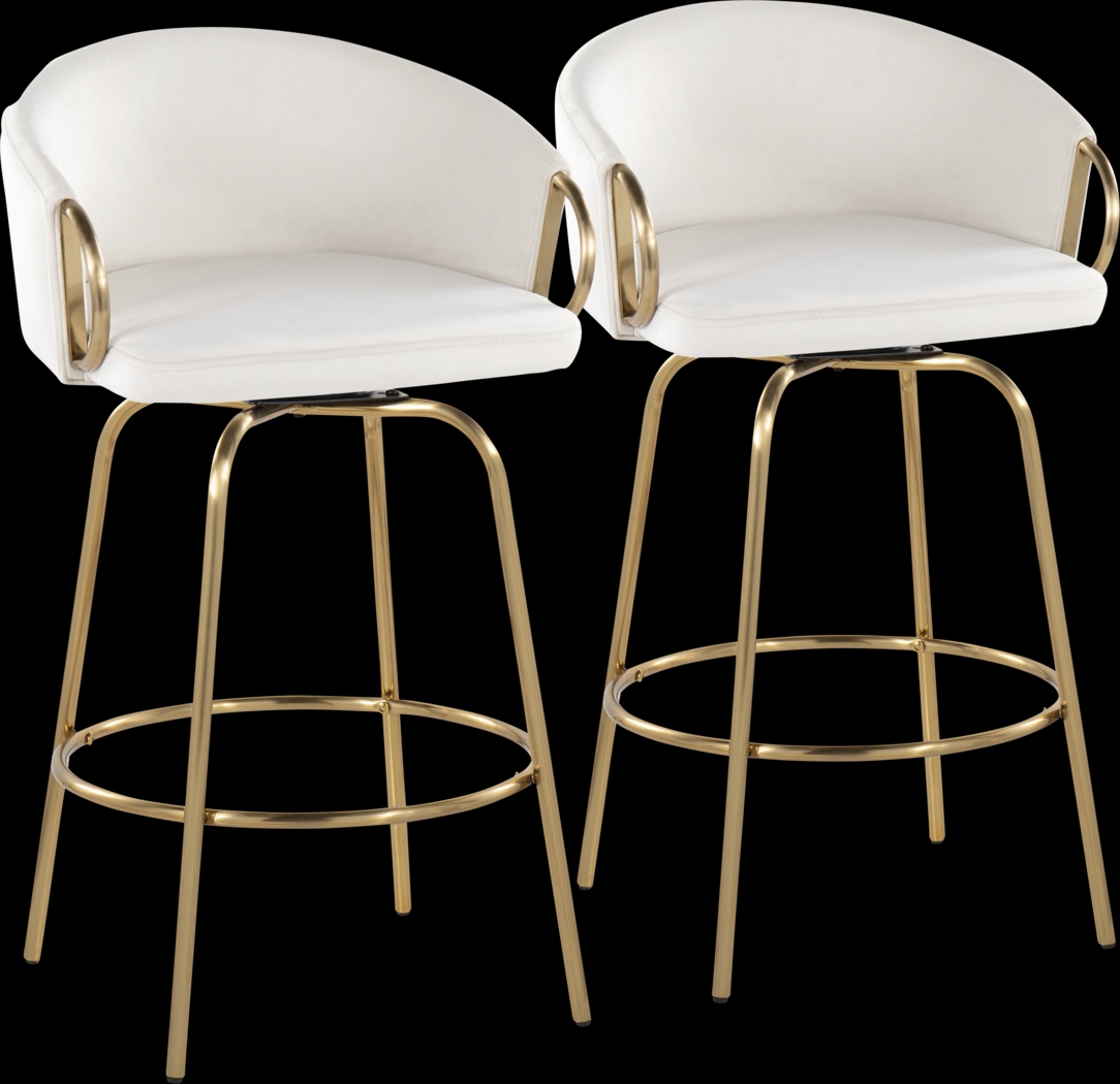 Amarante Cream Swivel Counter Height Stool, Set of 2 - Thumbnail - Image 1