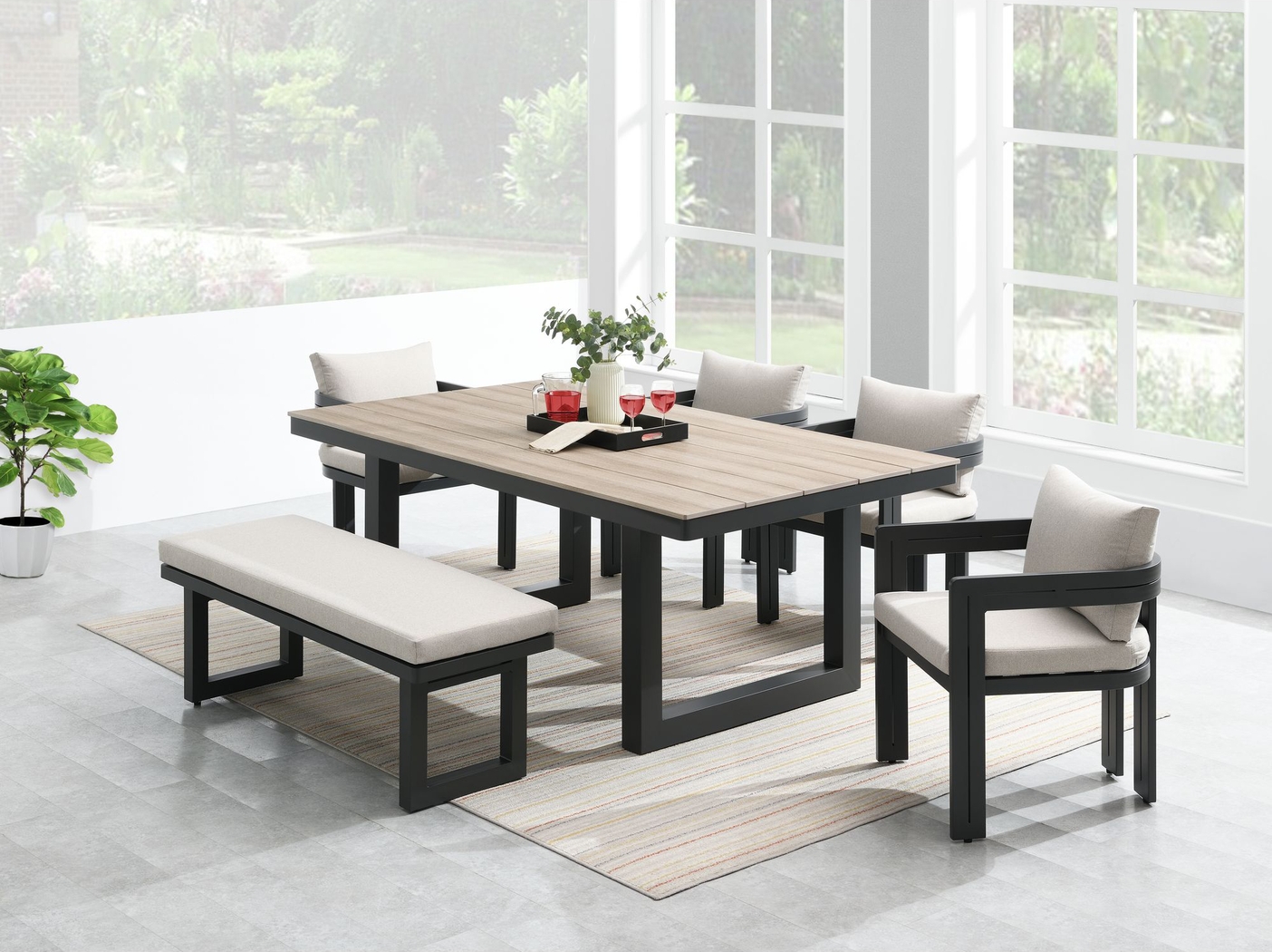 Outdoor Amare Tan Dining Bench - Thumbnail - Image 2