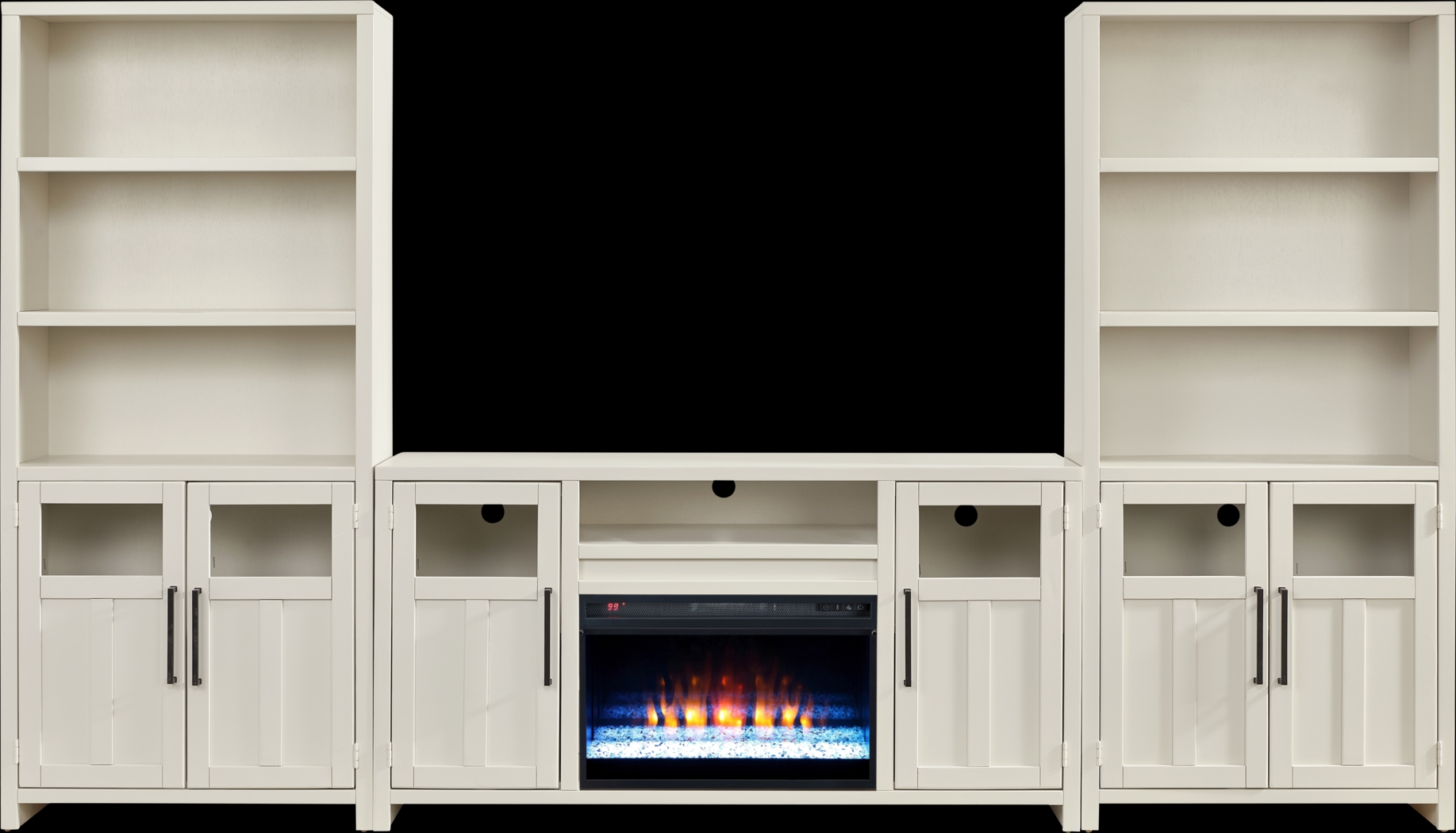 Amberfield White 4 Pc Wall Unit with 62 in. Console and Electric Fireplace - Thumbnail - Image 1
