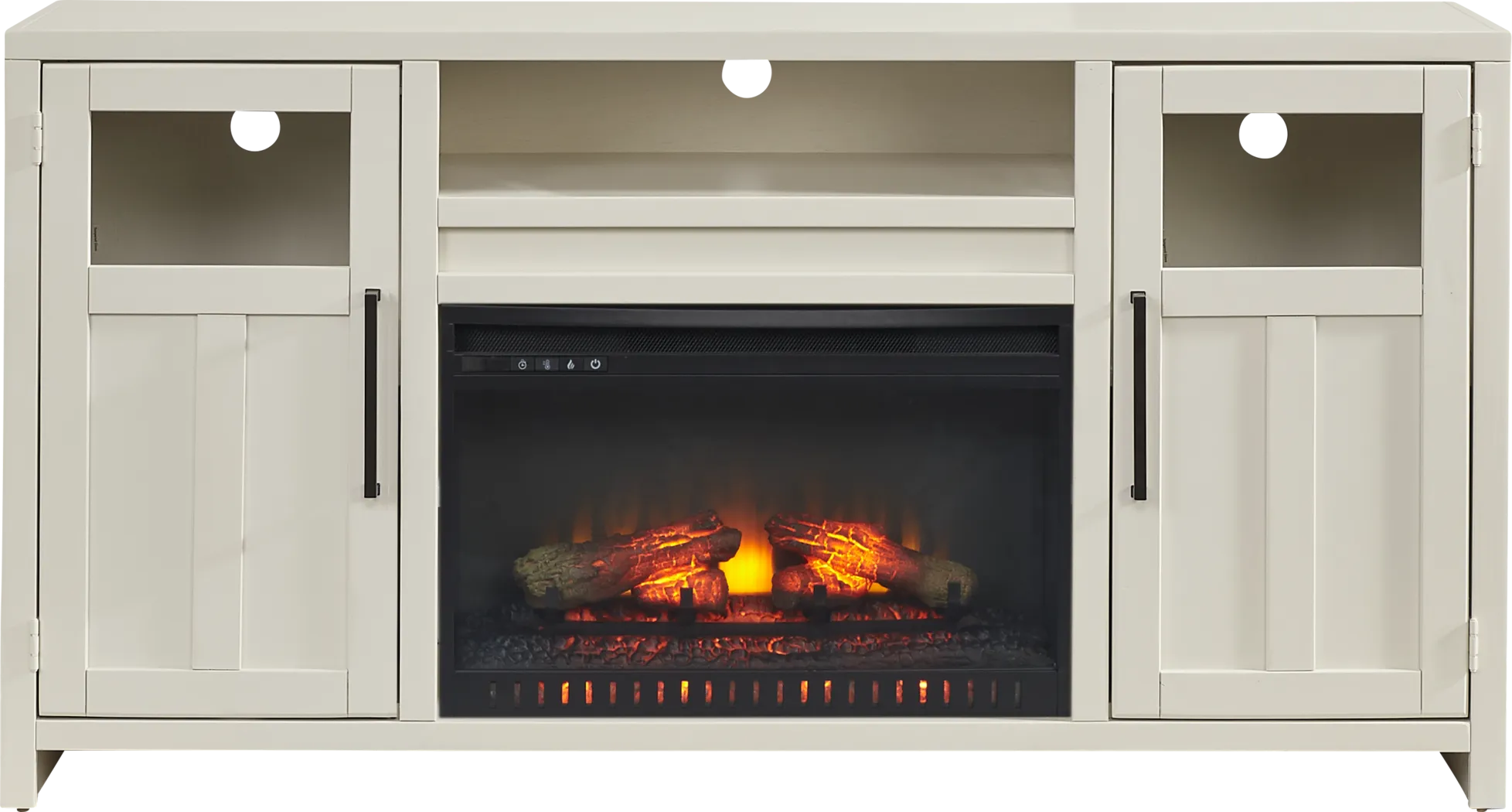 Amberfield White 62 in. Console with Electric Log Fireplace - Thumbnail - Image 1
