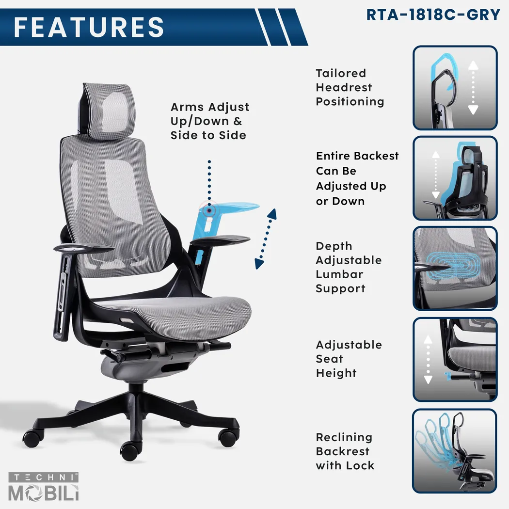 Ambona Gray Office Chair - Thumbnail - Image 4