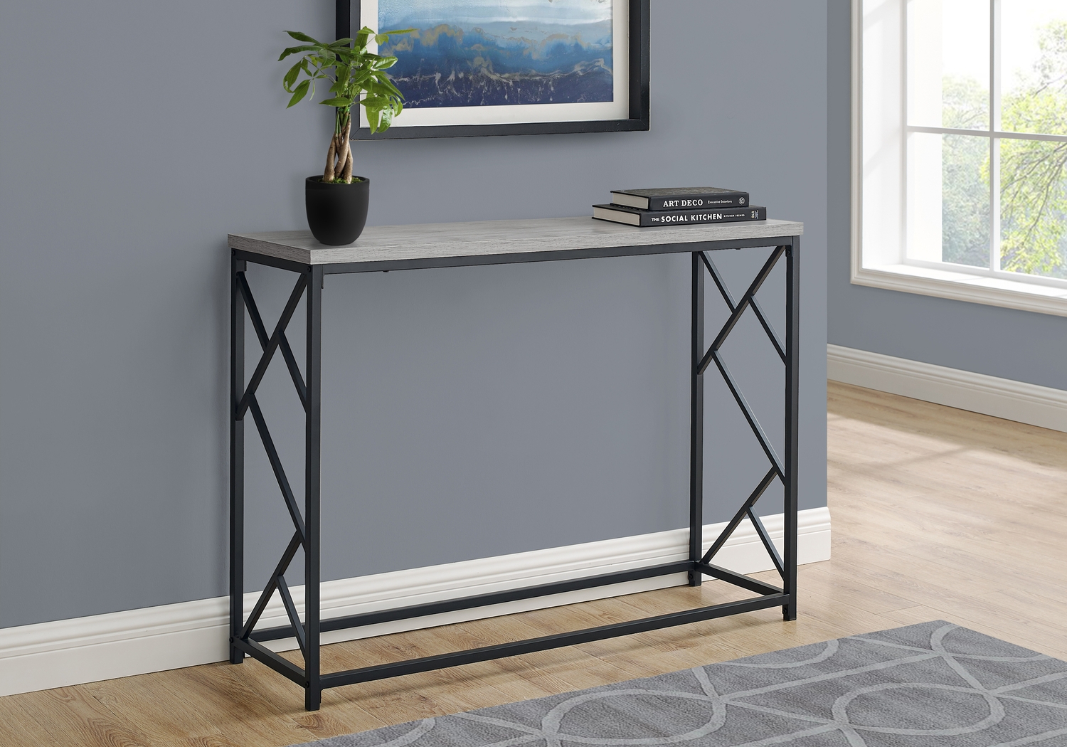 Ambur Gray Console Table - Thumbnail - Image 2