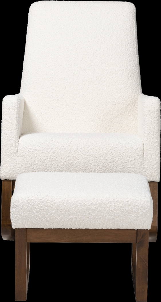 Amebco Off-White Rocking Chair with Ottoman - Thumbnail - Image 4