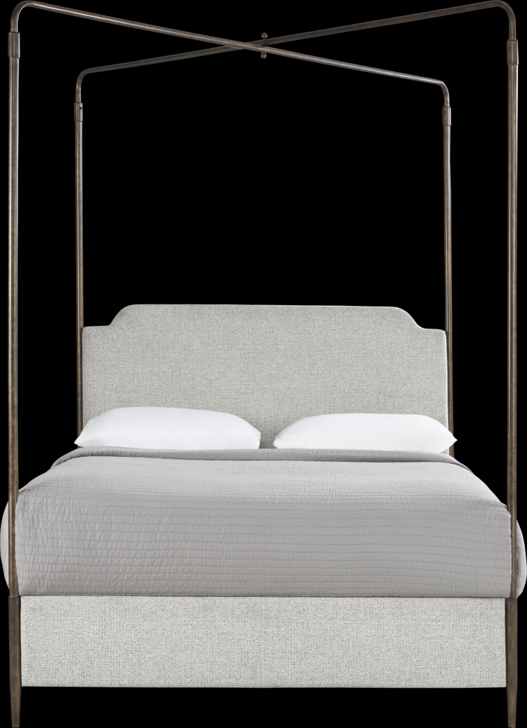 Amelia Point Bronze King Canopy Upholstered Bed - Thumbnail - Image 1