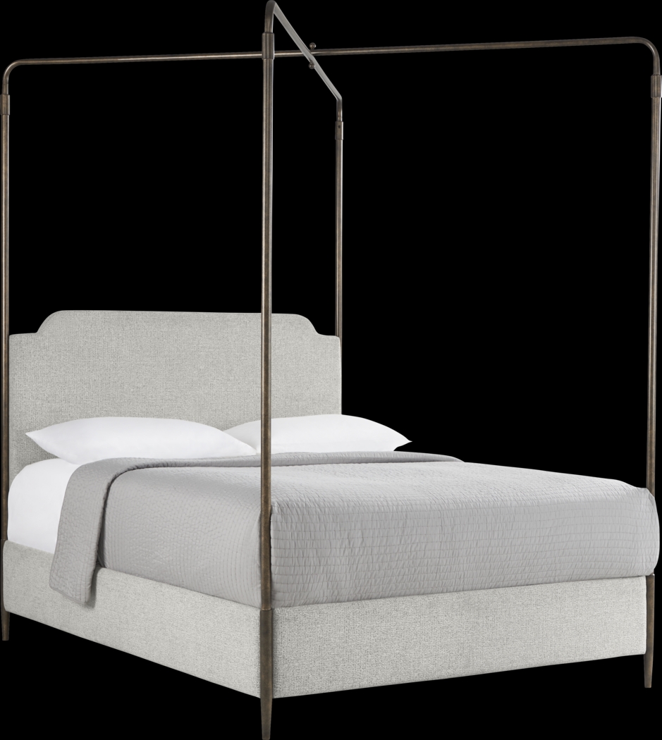Amelia Point Bronze Queen Canopy Upholstered Bed - Thumbnail - Image 2