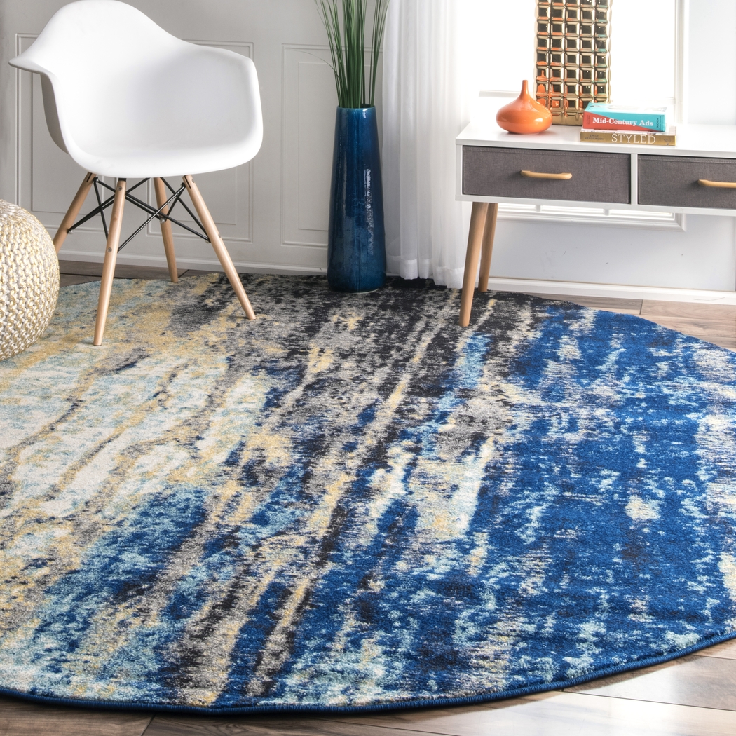 Amerie Blue 8' x 8' Round Rug - Thumbnail - Image 2