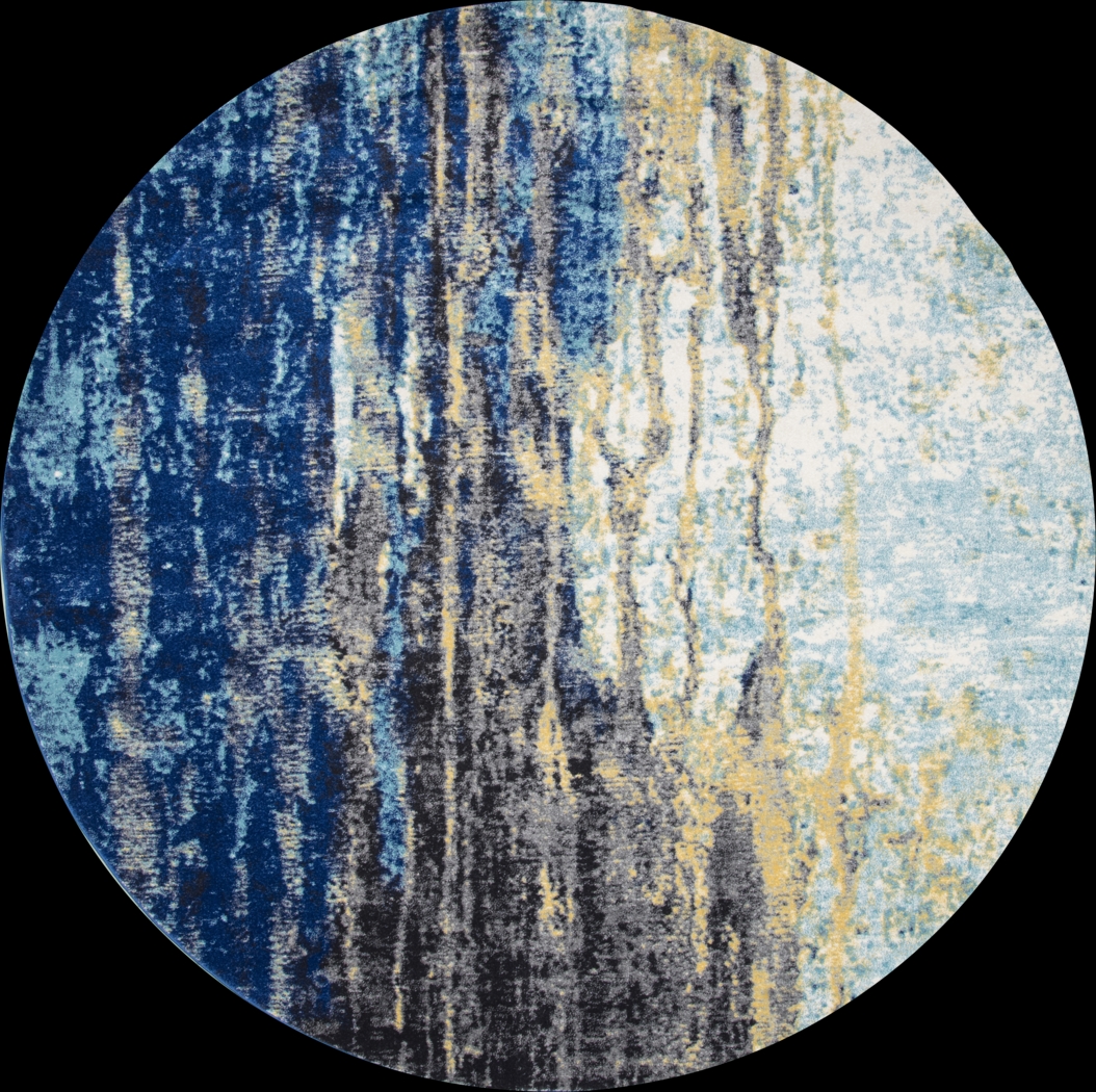 Amerie Blue 8' x 8' Round Rug - Thumbnail - Image 1
