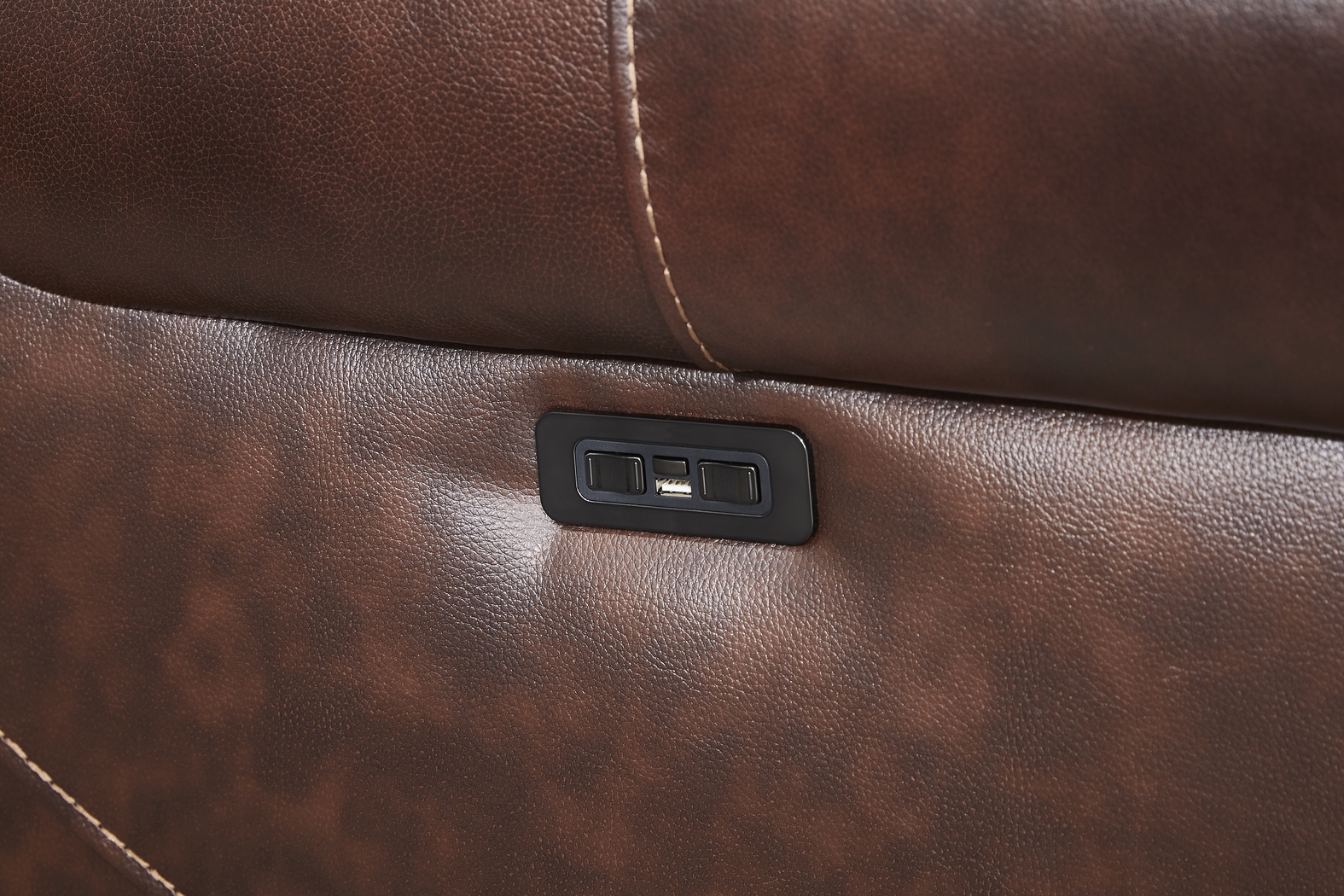 Amesbury Brown Leather Dual Power Recliner - Thumbnail - Image 4