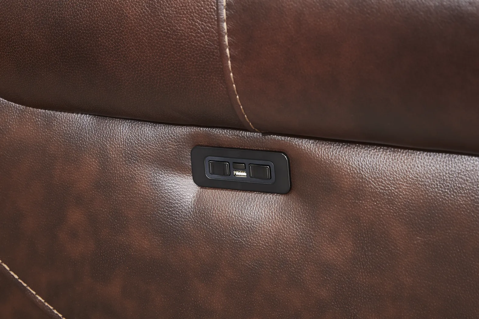 Amesbury Brown Leather Dual Power Reclining Console Loveseat - Image 5