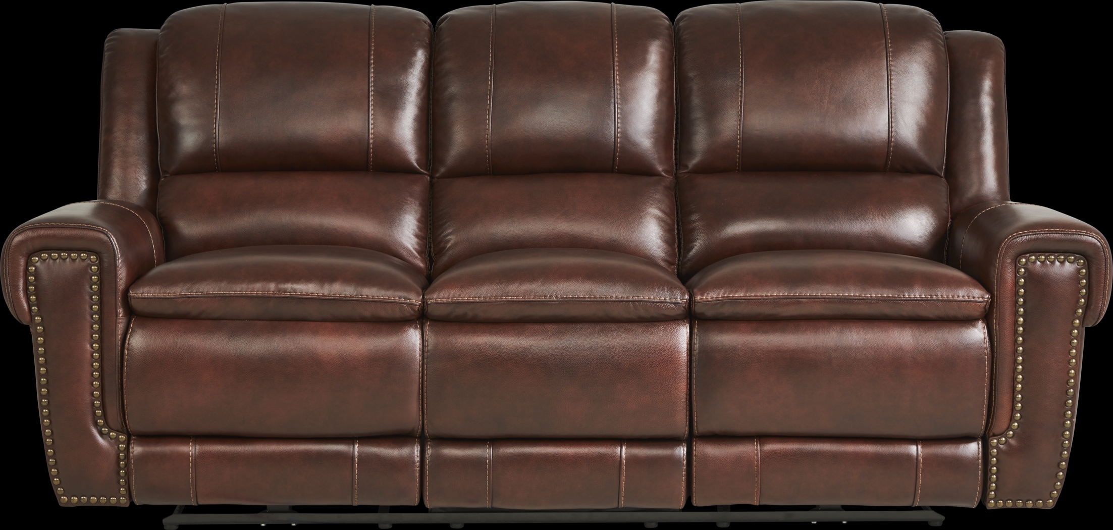 Amesbury Brown Leather 2 Pc Living Room with Dual Power Reclining Sofa - Thumbnail - Image 3