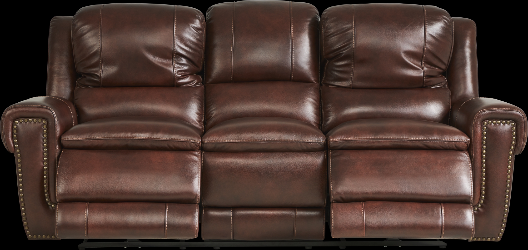 Amesbury Brown Leather 2 Pc Living Room with Dual Power Reclining Sofa - Thumbnail - Image 2