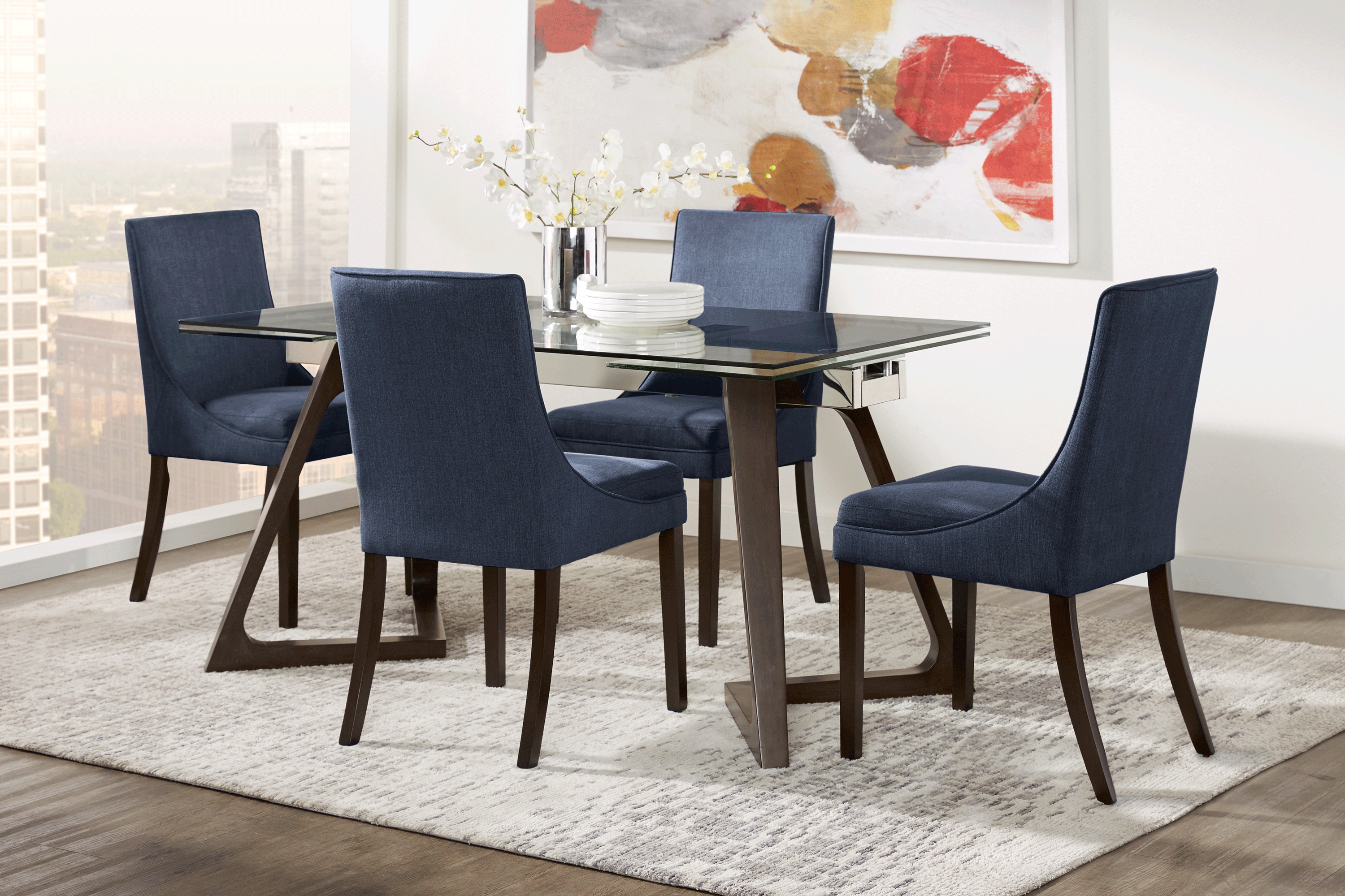 Amhearst Brown 5 Pc Rectangle Dining Set with Ocean Chairs - Thumbnail - Image 1