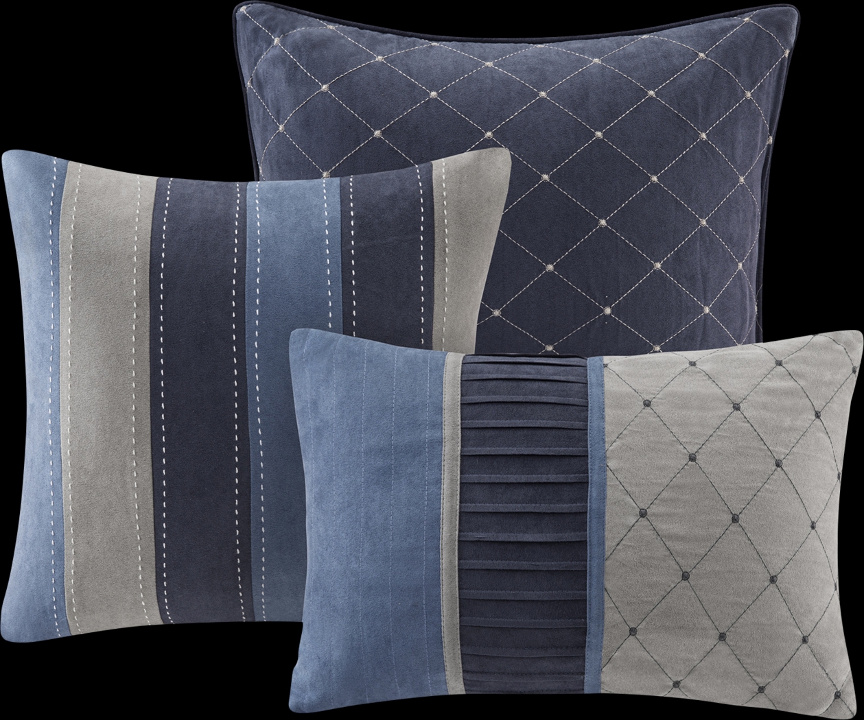 Amiah Navy 7 Pc King Comforter Set - Thumbnail - Image 4