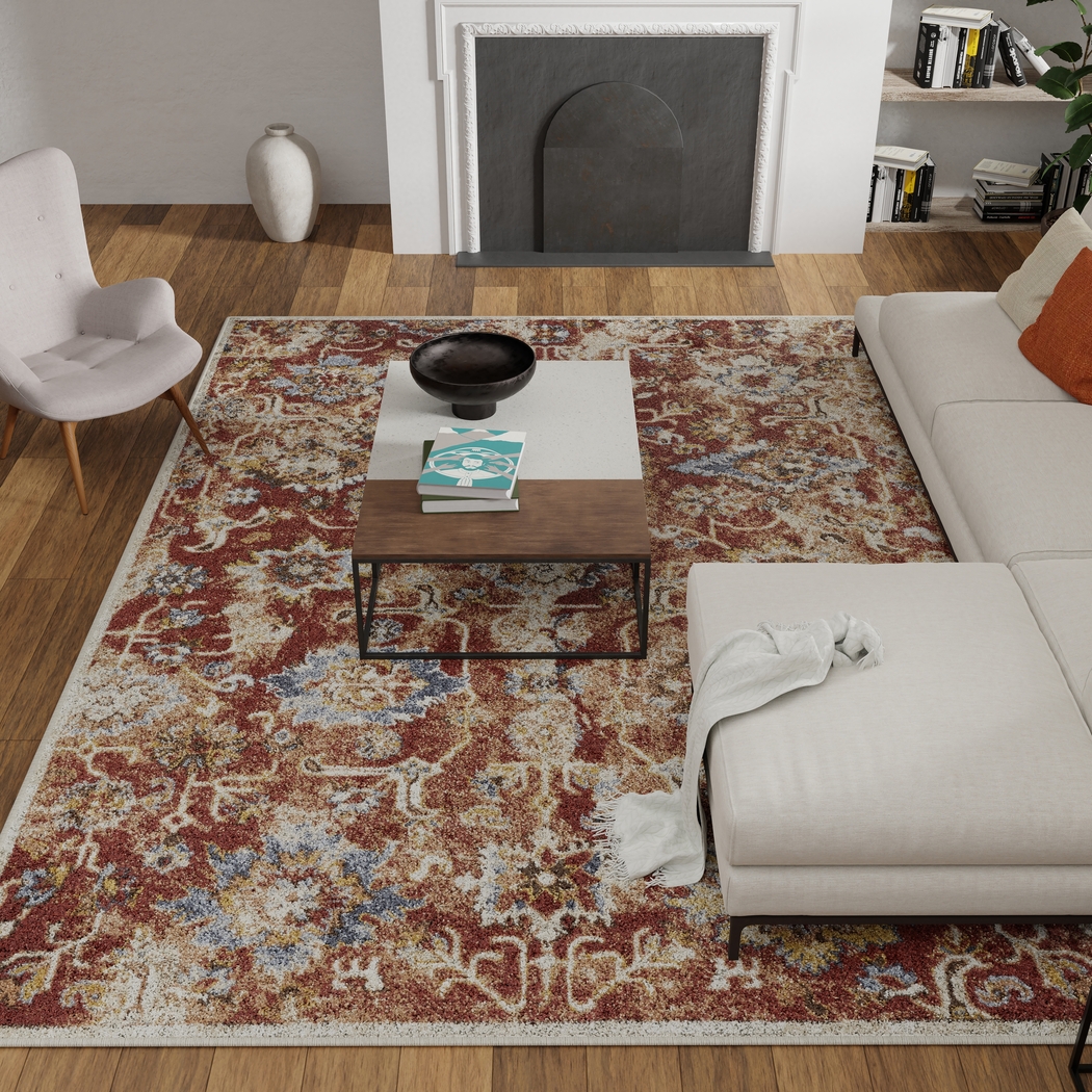 Amibell Orange 7'10 x 9'10 Area Rug - Thumbnail - Image 2