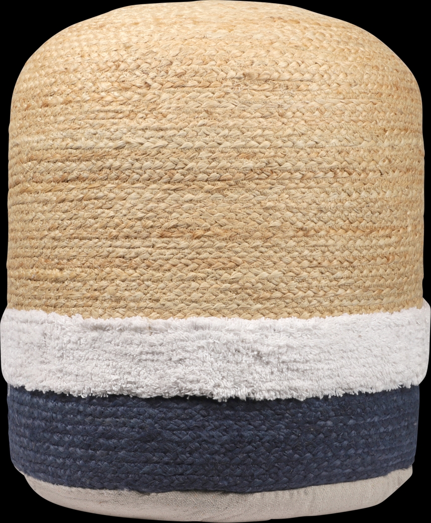 Amiden Natural/Navy Pouf - Thumbnail - Image 1