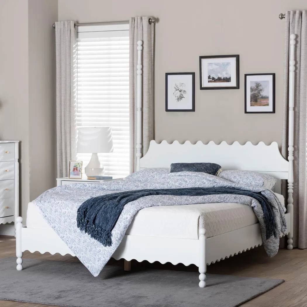 Amlai White King Platform Bed - Image 2
