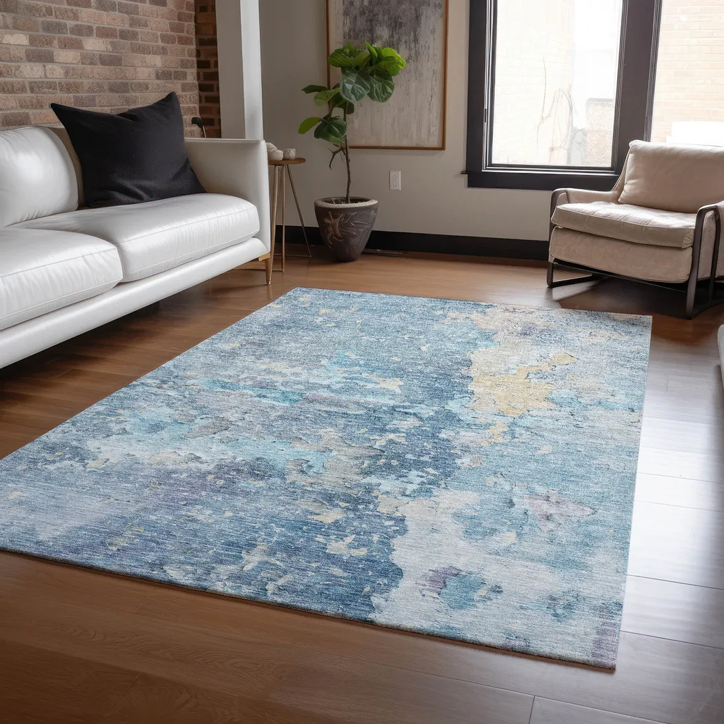 Amme Blue 5' x 8' Machine Washable Rug - Thumbnail - Image 2