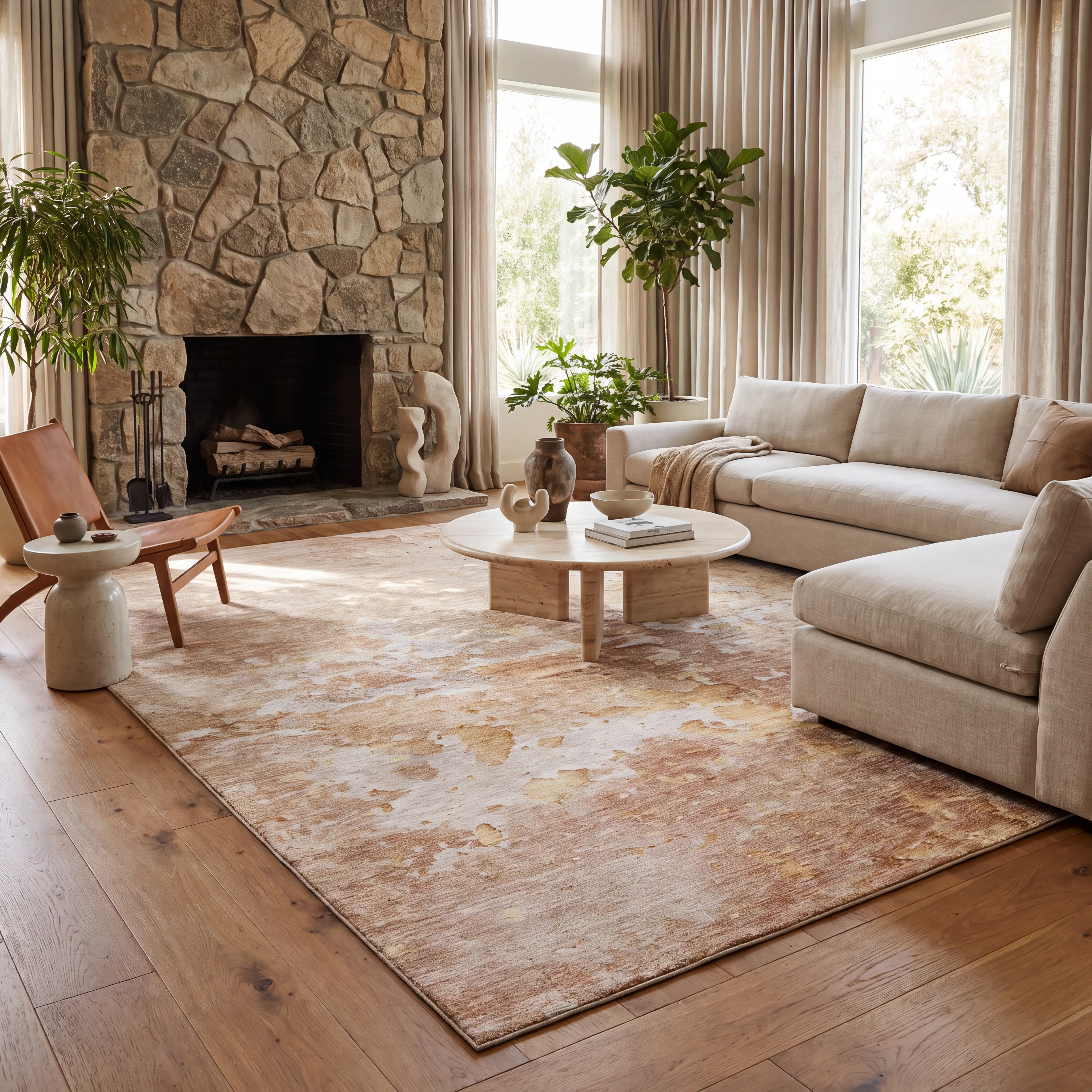 Amme Peach 5' x 8' Machine Washable Rug - Thumbnail - Image 3