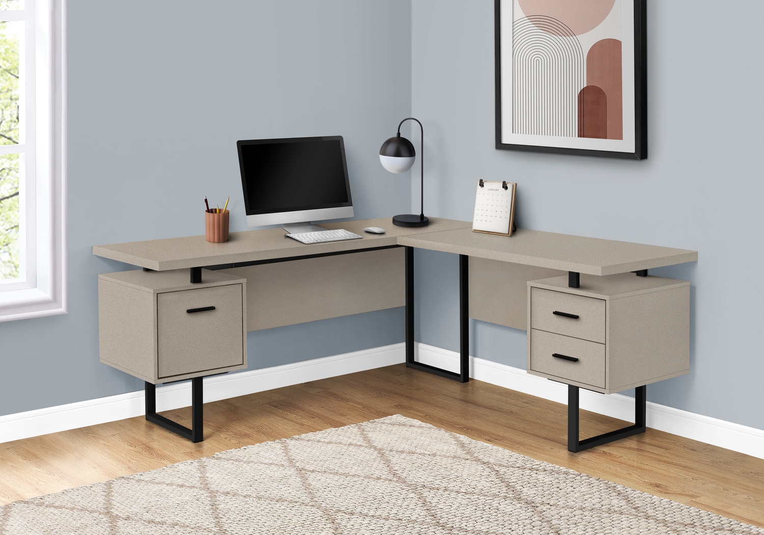 Ammonett Taupe Desk - Thumbnail - Image 2