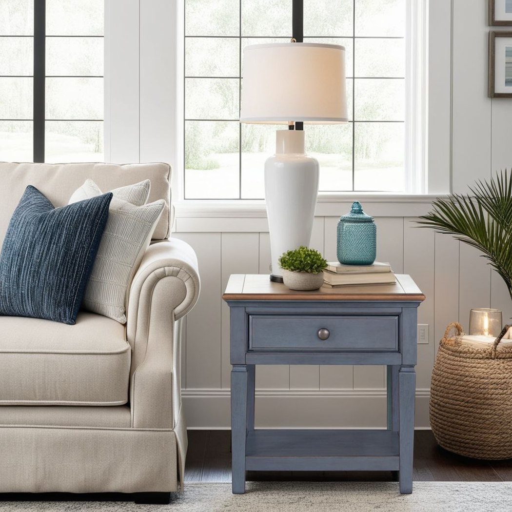 Amoyr Blue End Table - Thumbnail - Image 8