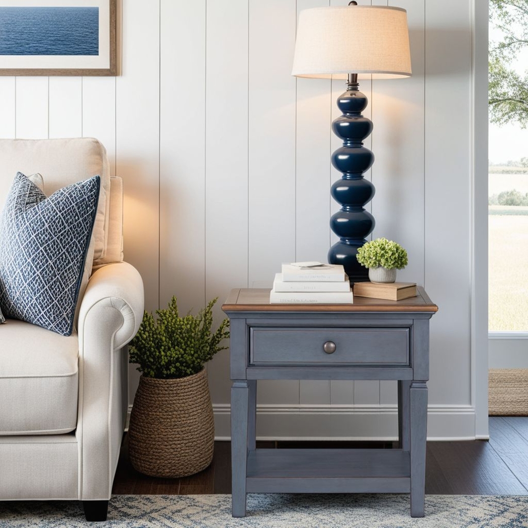 Amoyr Blue End Table - Thumbnail - Image 9