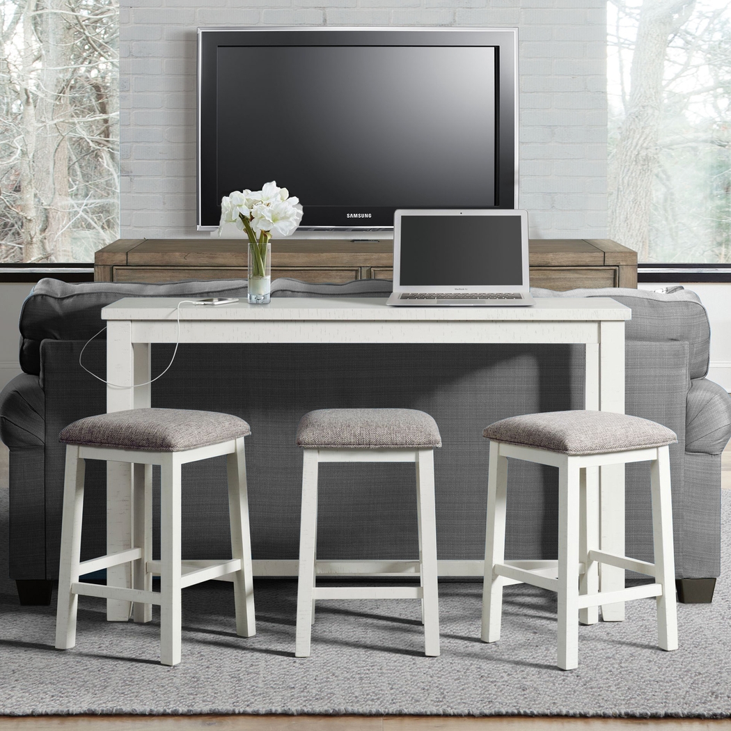 Ampezo White Bar Table with Stools - Thumbnail - Image 2