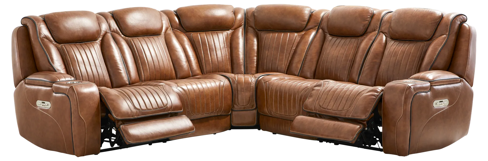 brown 5 pc triple power sectional