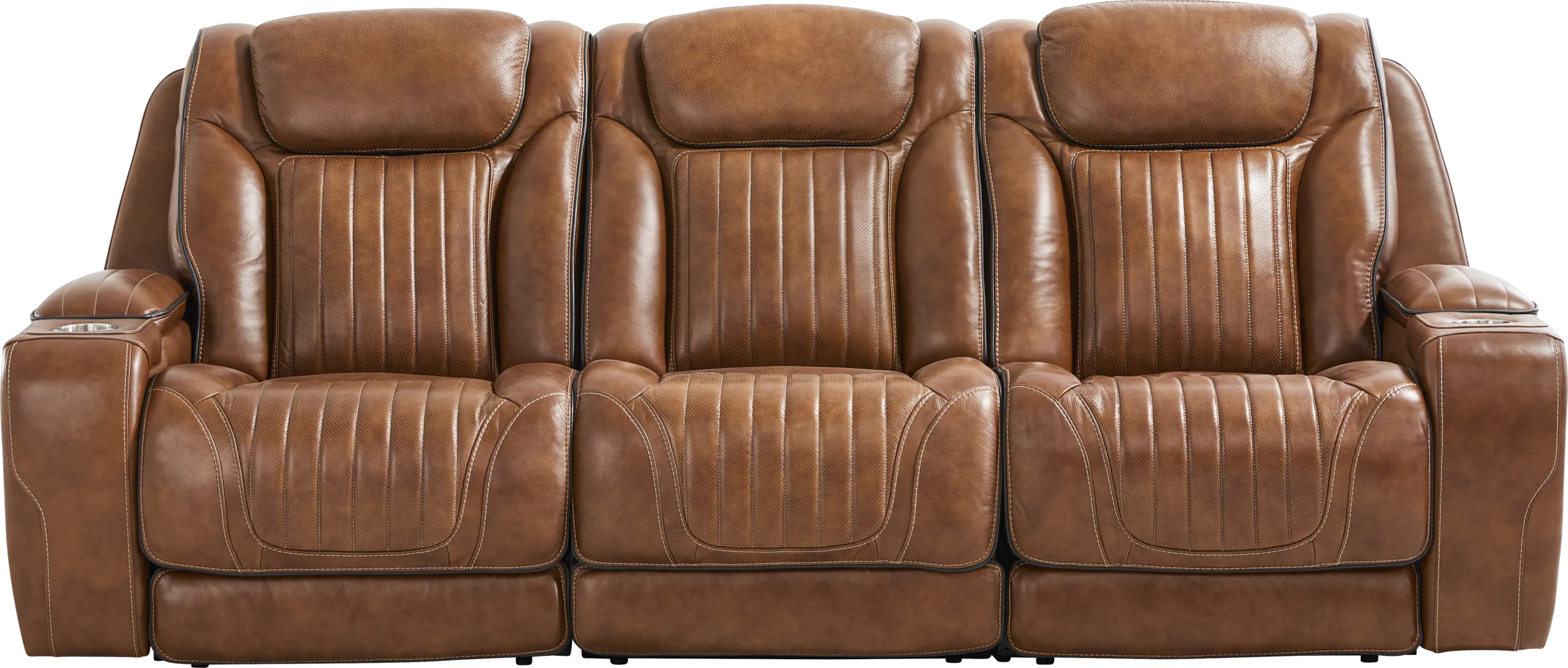 Amplify Brown Leather 3 Pc Triple Power Sofa - Thumbnail - Image 2