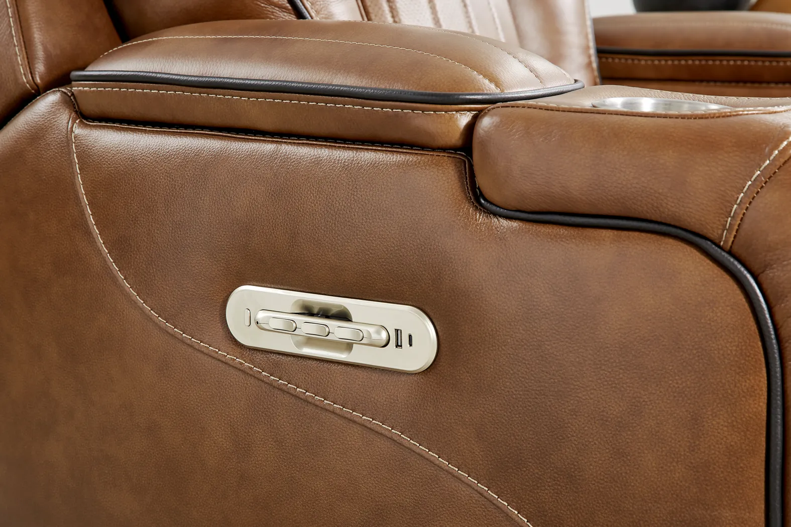 Amplify Brown Leather Triple Power Recliner - Image 17