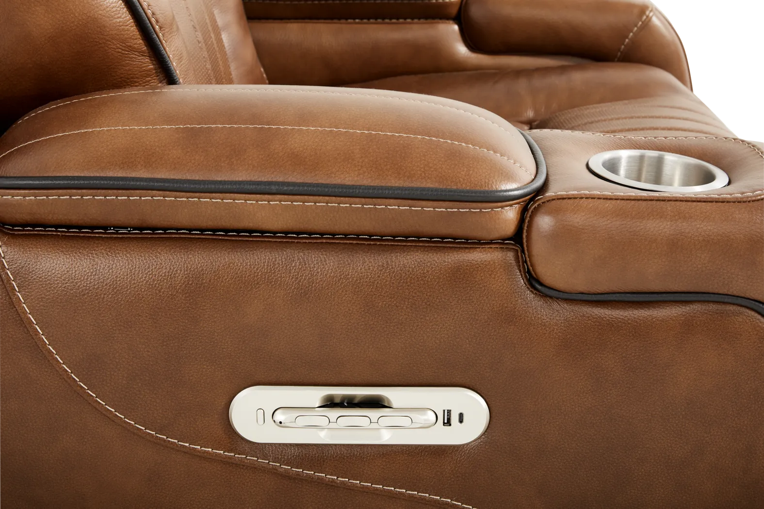 Amplify Brown Leather Triple Power Recliner - Image 9