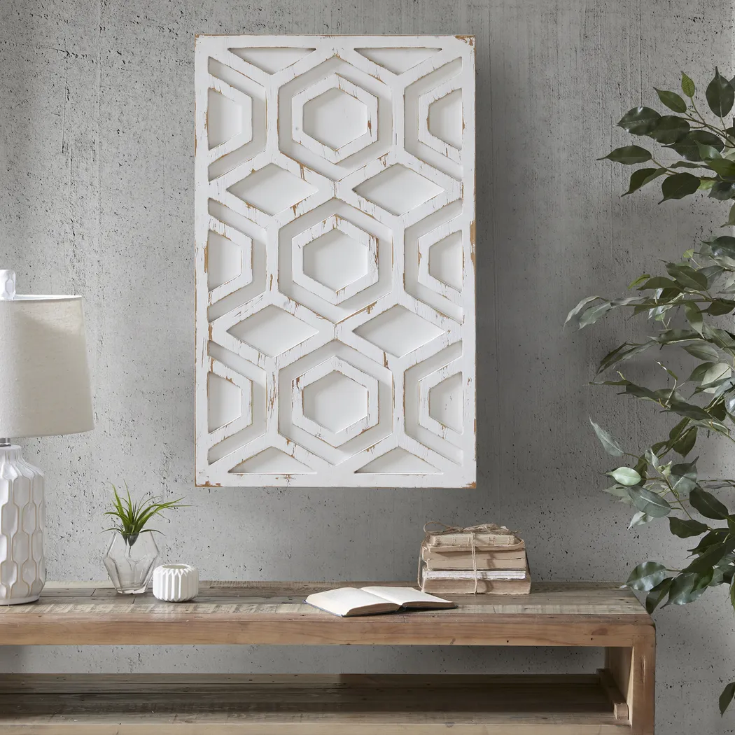 Amreheim White Wooden Wall Art with Pattern - Thumbnail - Image 7