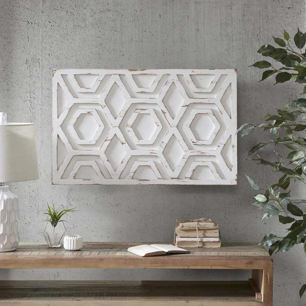 Amreheim White Wooden Wall Art with Pattern - Thumbnail - Image 8