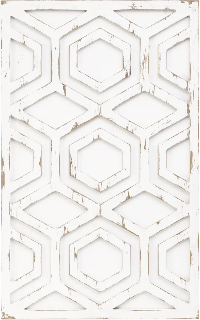 Amreheim White Wooden Wall Art with Pattern - Thumbnail - Image 1