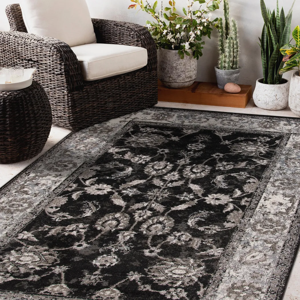 Amshall Black 5' x 7'6 Rug - Thumbnail - Image 2
