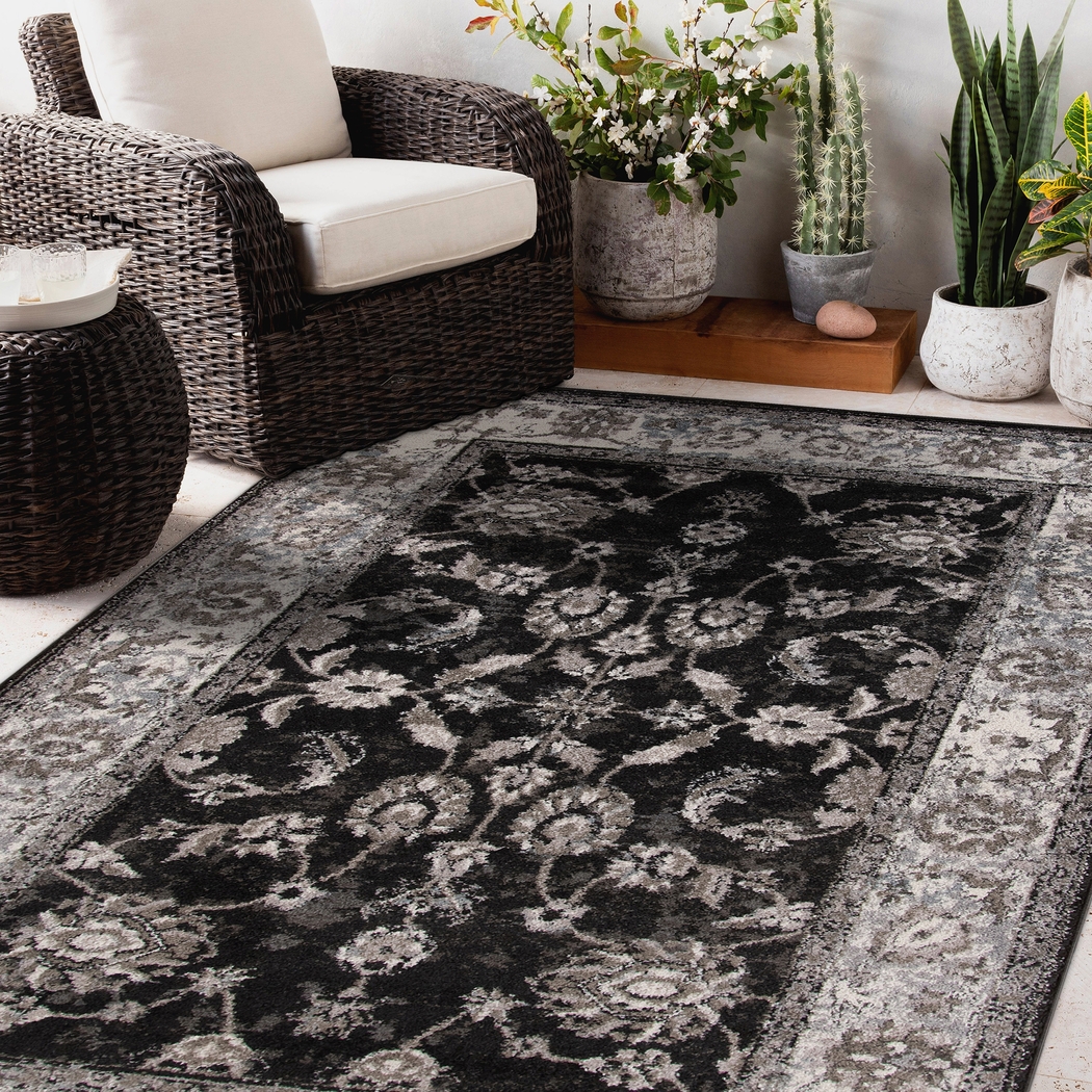 Amshall Black 7'9 x 9'9 Rug - Thumbnail - Image 2