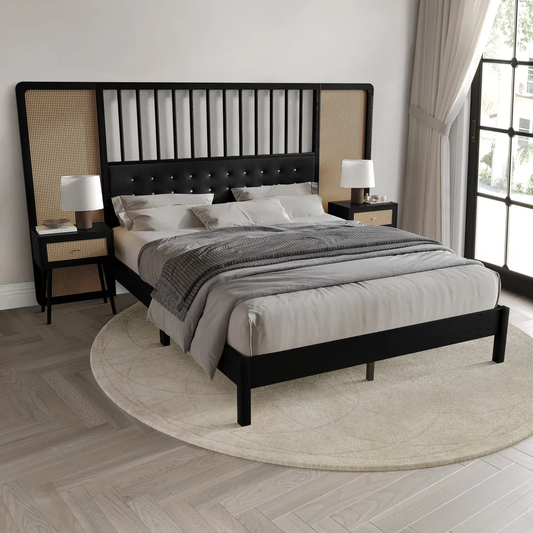 Amynus Black King Bed with Nightstands - Thumbnail - Image 2
