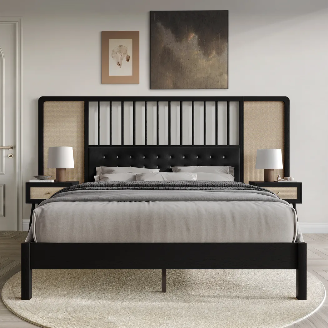 Amynus Black King Bed with Nightstands - Thumbnail - Image 3