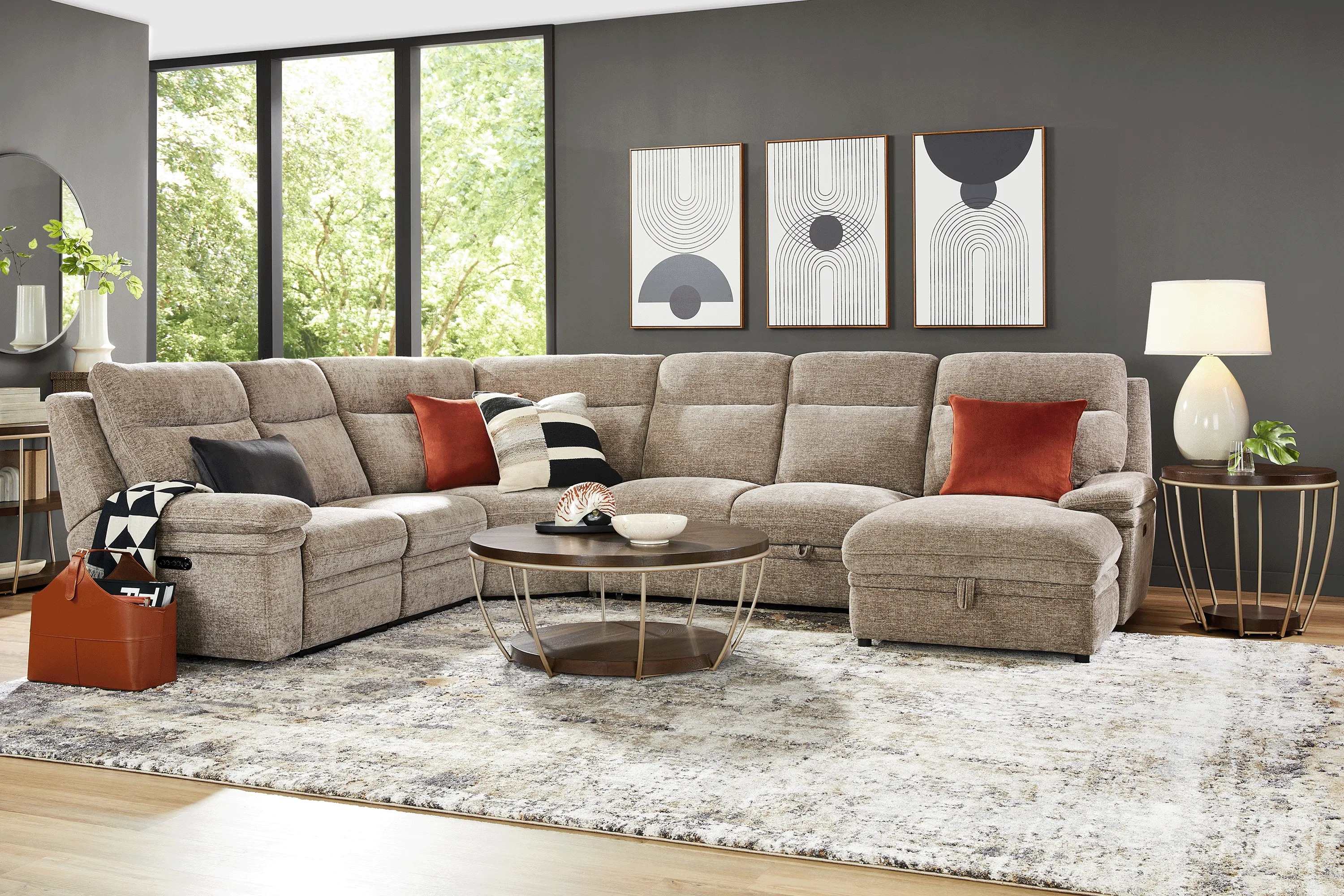 Anaheim Latte 5 Pc Dual Power Reclining Sectional - Thumbnail - Image 2