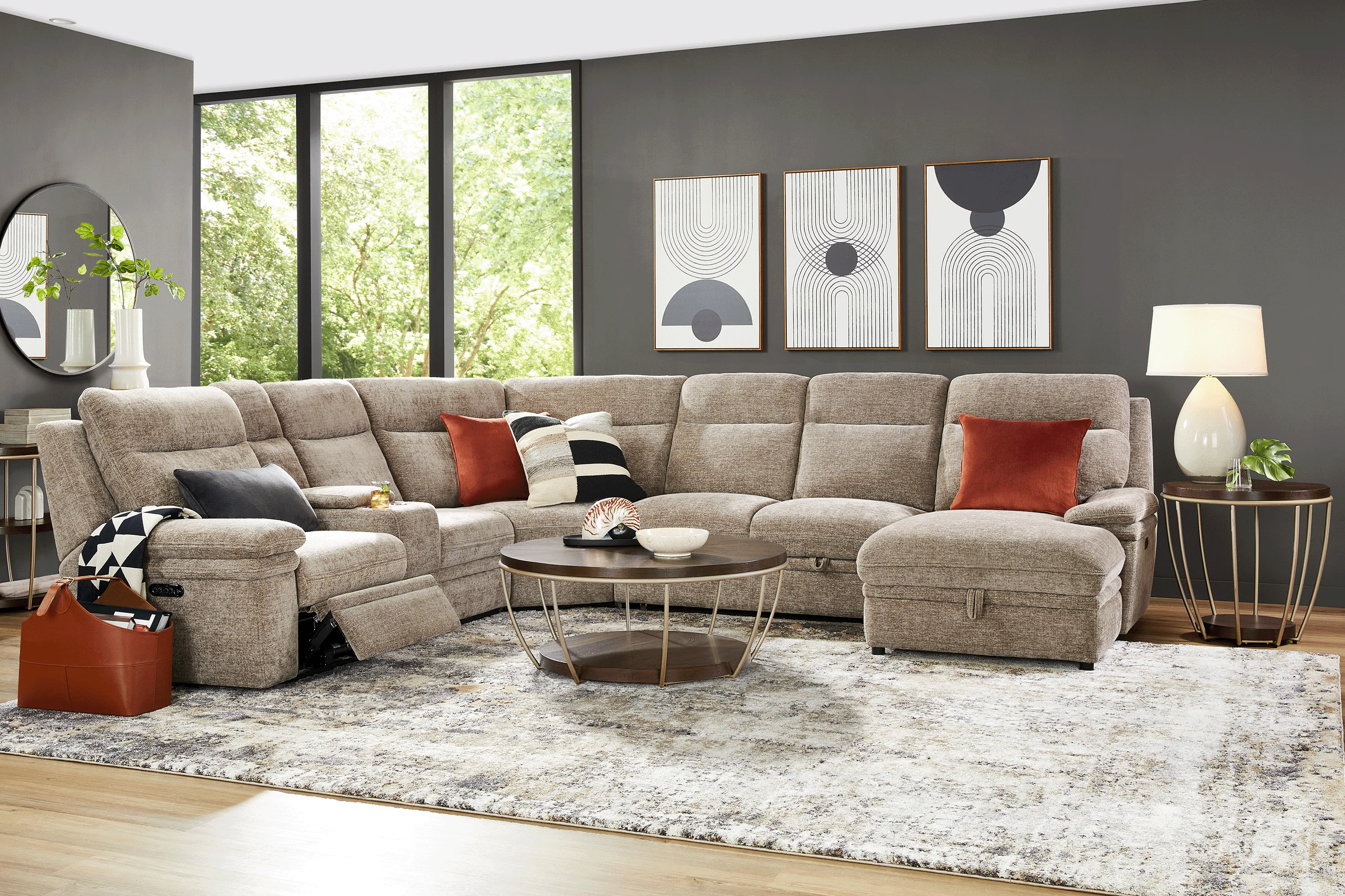 Anaheim Latte 6 Pc Dual Power Reclining Sectional - Thumbnail - Image 2