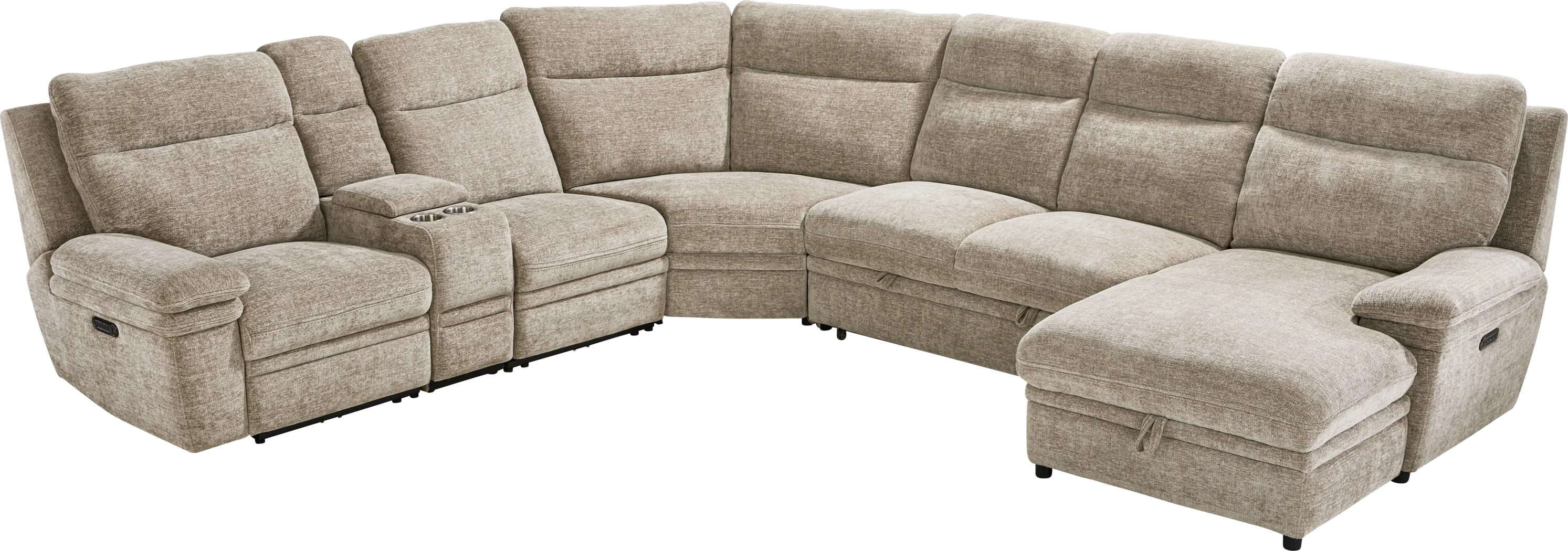 Anaheim Latte 6 Pc Dual Power Reclining Sectional - Thumbnail - Image 1