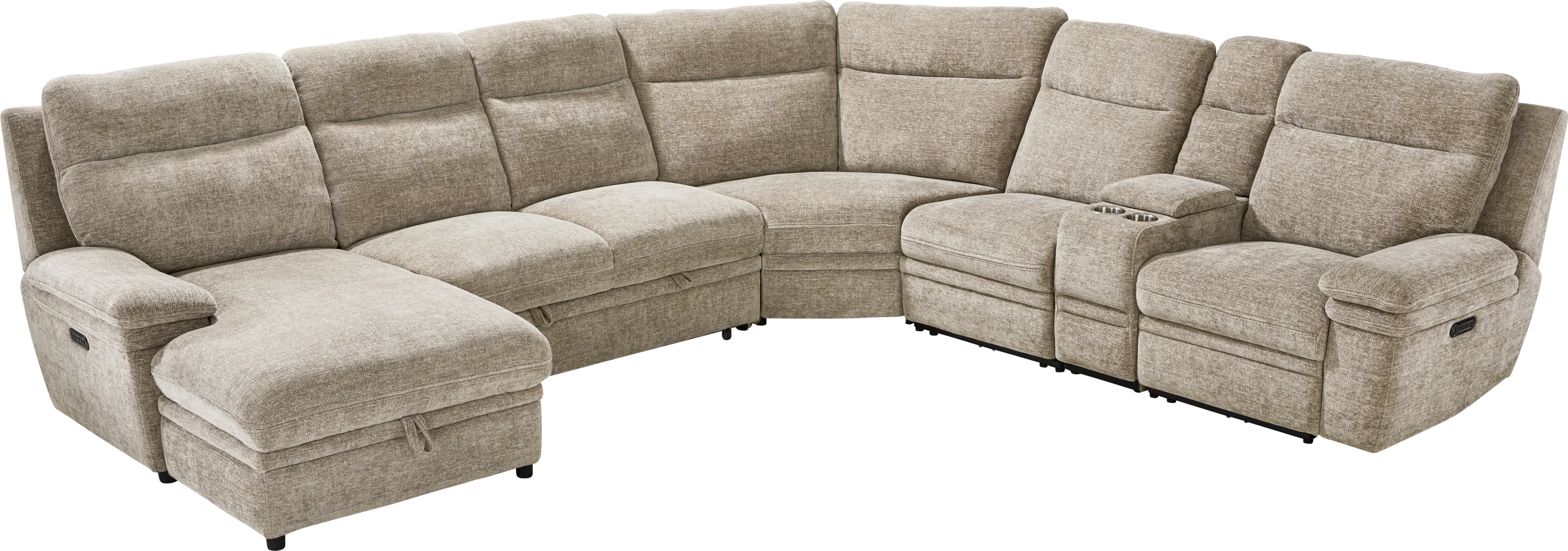 Anaheim Latte 6 Pc Dual Power Reclining Sectional - Thumbnail - Image 1
