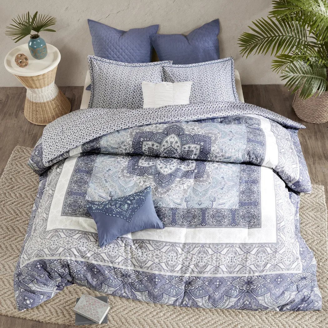 Analeah Blue 7 Pc King Duvet Cover Set - Thumbnail - Image 2