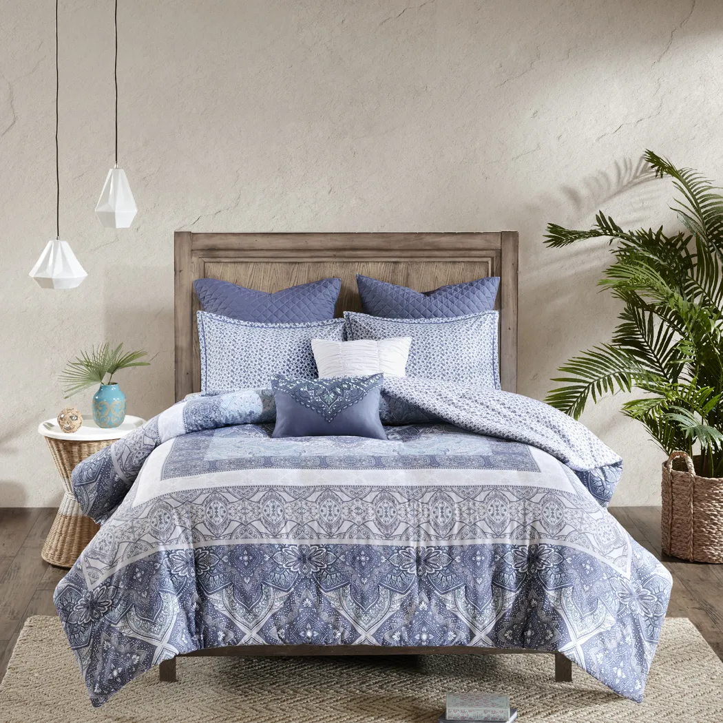 Analeah Blue 7 Pc King Duvet Cover Set - Thumbnail - Image 3