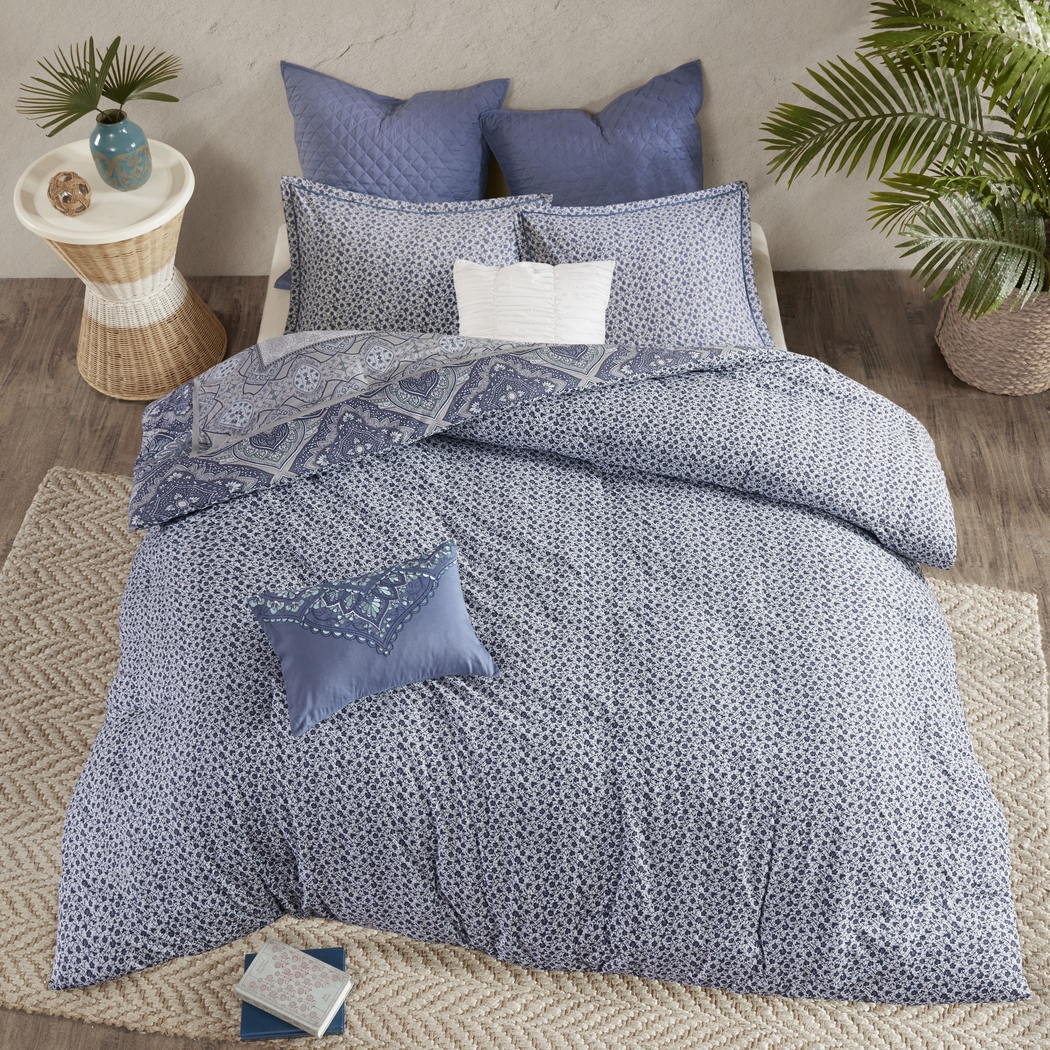 Analeah Blue 7 Pc Queen Duvet Cover Set - Thumbnail - Image 1