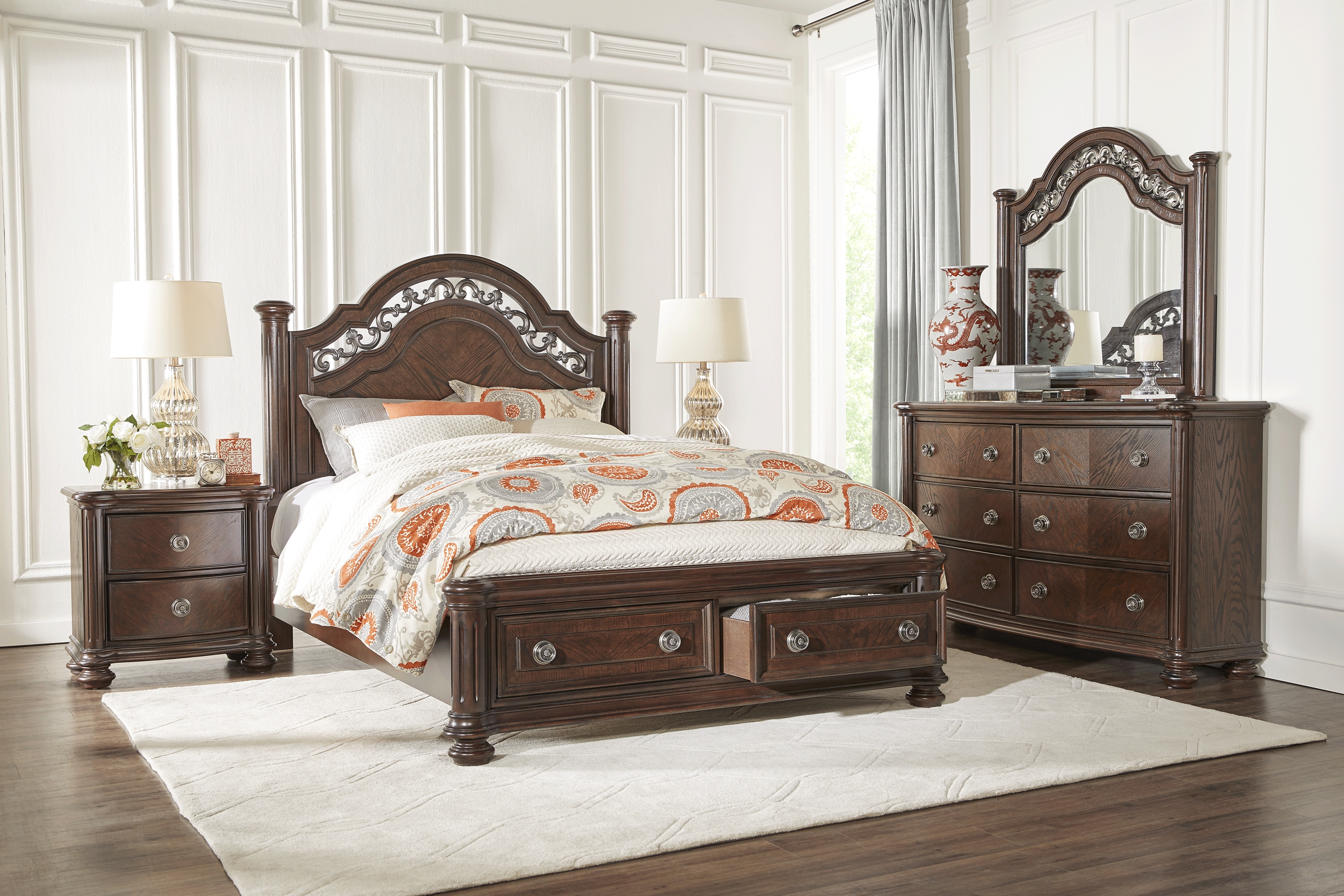 Anastasia Brown 5 Pc Queen Panel Bedroom with Storage - Thumbnail - Image 1