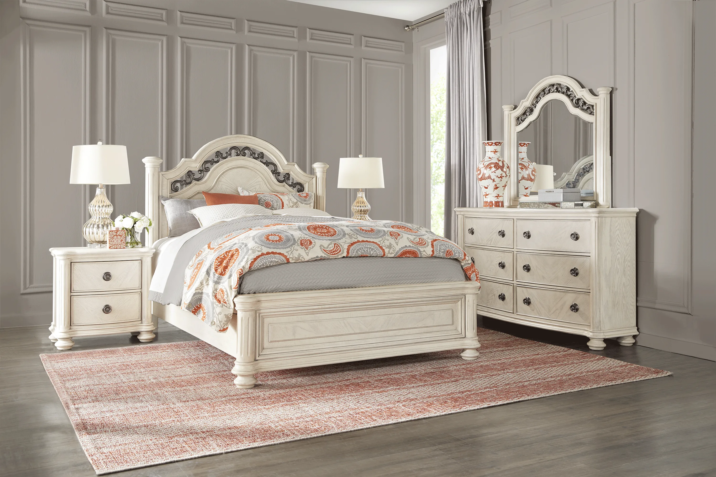 Anastasia White 5 Pc King Panel Bedroom - Thumbnail - Image 1